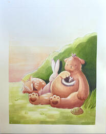 "Bear and Rabbit's Big Picnic" Page 5 | 2024 | Watercolor and Colored Pencil